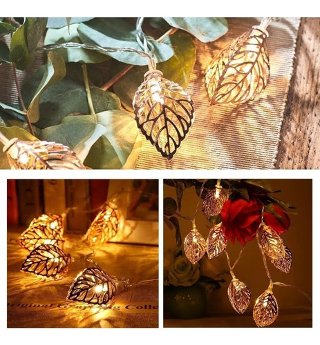 Guirnalda Hojas Metalicas Con Luz Led