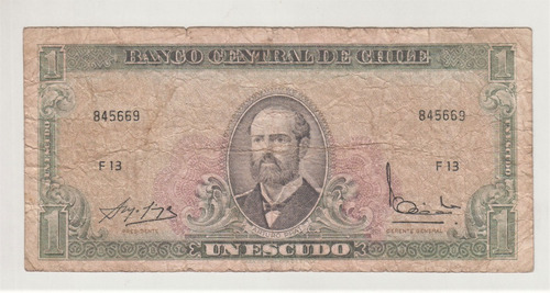 Billete Chile 1 Escudo Molina Ibañez, Grabado F13 (c85)