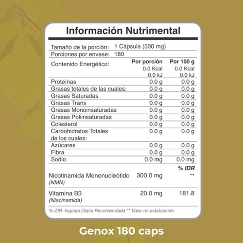 Biobo Labs Revigen Genox 180caps 180dias Nmn
