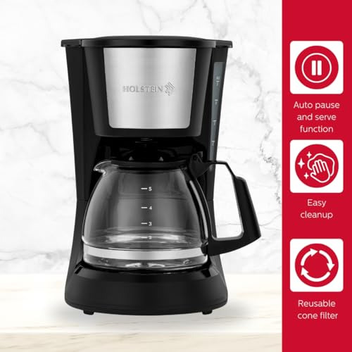 Cafetera De Goteo Holstein Housewares Para 5 Tazas, Práctica