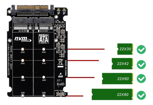 Adaptador M.2 Ssd A U.2 2 En 1 M.2 Nvme Y -bus Ngff Ssd A Pc