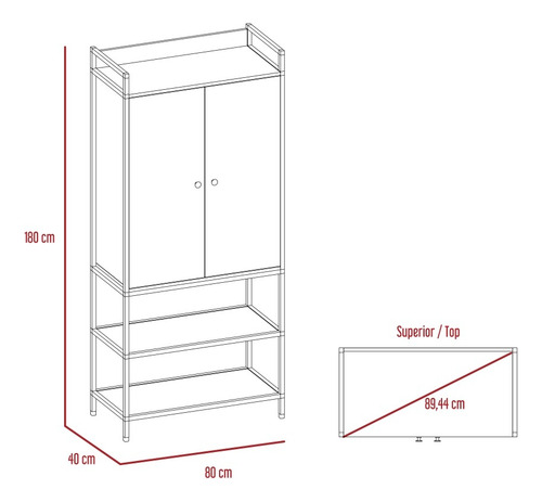 Closet 2 Puertas 5 Repisas Fm-029c Café Claro