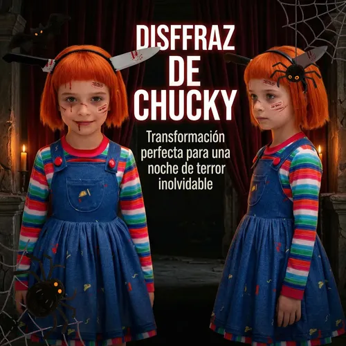 Disfraz De Chucky Infantil Con Máscara Y Cuchillo Falso - Mono Azul Con Detalles De La Película, Ideal Para Halloween Y Fiestas De Disfraces Para Niños Y Niñas