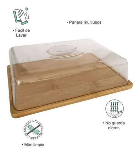 Panera Multiusos De Bambú Con Tapa Trasparente