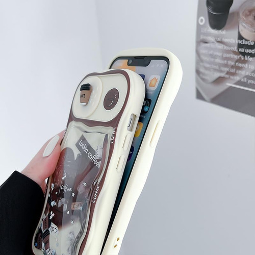 Capa Para iPhone 14 Pro Max Com Lindo Café E Corrente Charm,