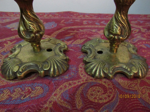 Veladores Antiguos De Bronce Macizo (no Envío) (Usado)