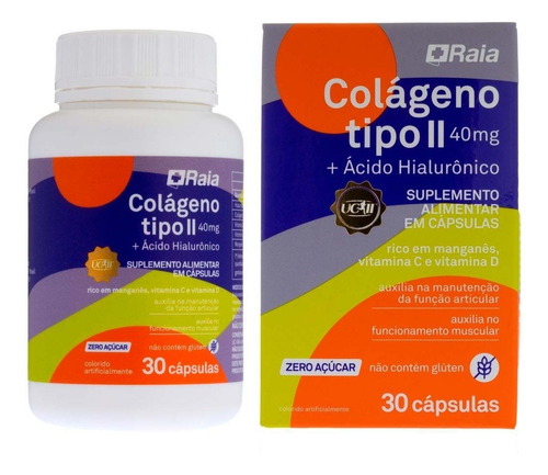 Colágeno Tipo Ii 40mg + Ácido Hialurônico Raia Com 30 Cápsul