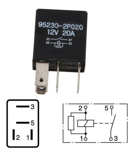 Relé Relay 12 V, 20 Amperios, 4 Pines, 95230-2p020