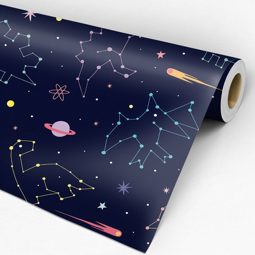 Papel Parede Adesivo Lavável Infantil Estrela Cometa - Baby1