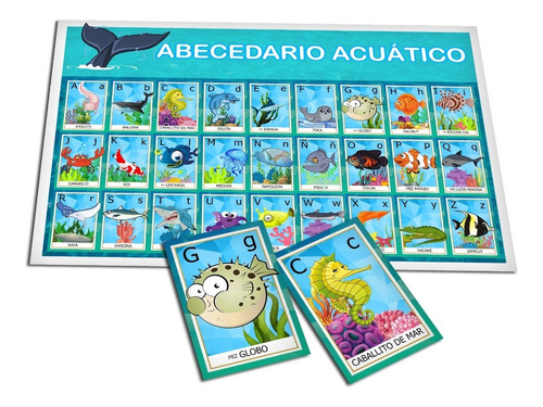 Abecedario  Ilustrado Animales Acuáticos Infantil