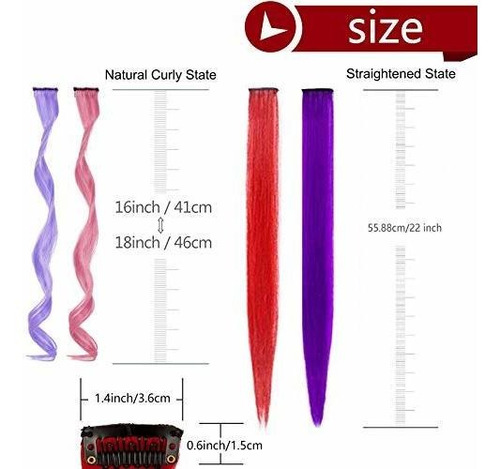 Meckily 22 Extensiones De Cabello De Colores Para Fiestas, P