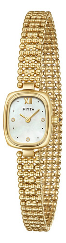 Fiyta Reloj Dorado Pequeno Para Mujer, Caja Rectangular Vint