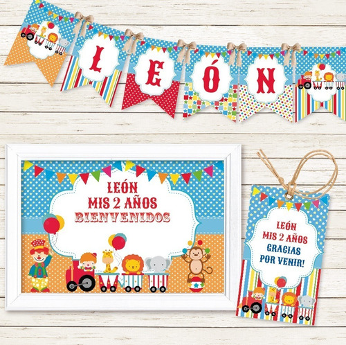 Mini Kit Imprimible Circo Tren Payaso Colorido Animales