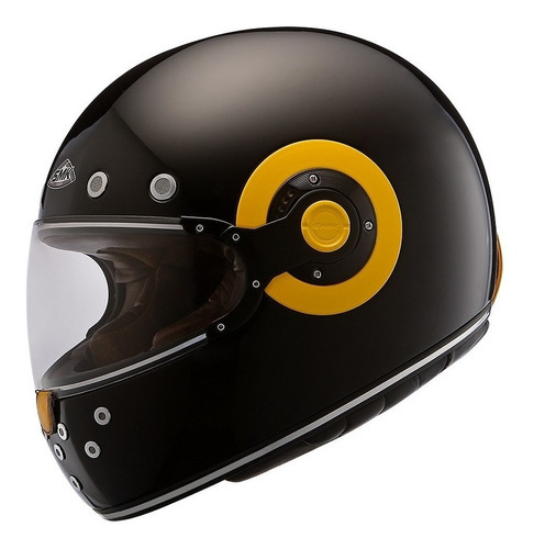 Casco Moto Integral Smk El Dorado Vintage Tipo Ruby Color Negro/amarillo Diseño Solid Tamaño Del Casco S