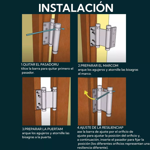 4pcs Bisagra Visagras Doble Acción 3pulgada Acero Lock