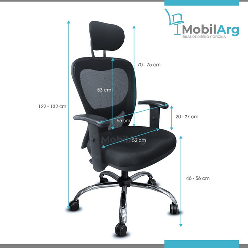 Imagen 5 de 10 de Sillón Ergonomico Citiz Con Cabezal Cromado Apoyo Lumbar Con Brazos Regulables En Altura + Envio Gratis