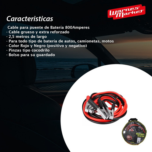 Imagen 2 de 8 de Cable Puente Batería 800amp 4 Pinzas Reforzado + Estuche
