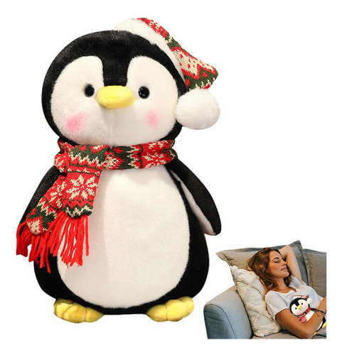 Peluche De Pingüino Suave Pequeño Pingüino De Navidad De Pel