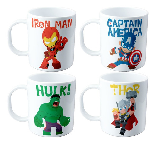 Set De Tazas De Plastico - Avengers X 4 