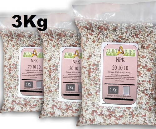 Fertilizante Npk 20 10 10 3kg Para Cobertura Do Seu Gramado