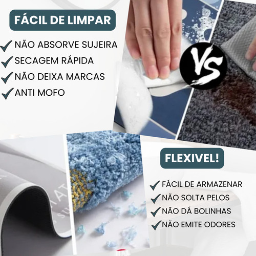 Tapete Mágico Antiderrapante Absorvente Para Banheiros Lavabos Cozinha Áreas Molhadas