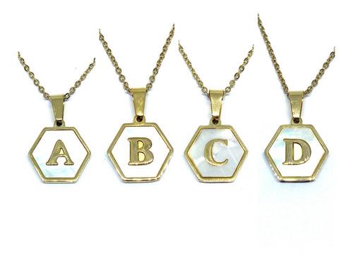 Imagen 2 de 7 de Letra Acero Inoxidable Dorado Madre Perla Hexagonal