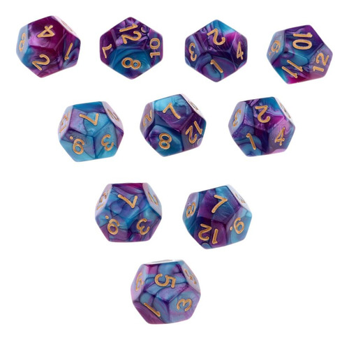 D12 Dados Para 10 Pedazos Morado + Azul