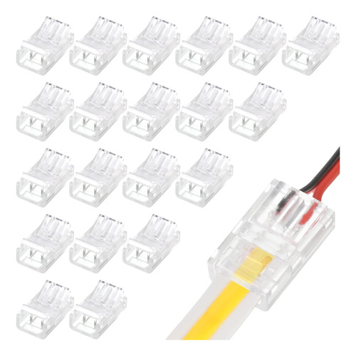 Cob - Conector De Tira Led A Cable, 20 Piezas, Impermeable,