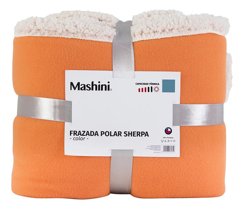 Frazada Polar Sherpa 2 Plazas Hipertermica Mashini Color Naranjo Diseño De La Tela Liso