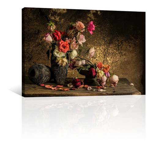 Cuadro Decorativo Naturaleza Flores Canvas Rosas Marchitas