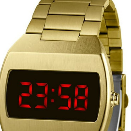 Relógio Masculino Lince Dourado Quadrado Led Mdg4620l Vxkx