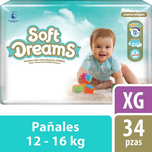 Pañales Soft Dreams Unisex Talla Extra Grande 34 Pañales