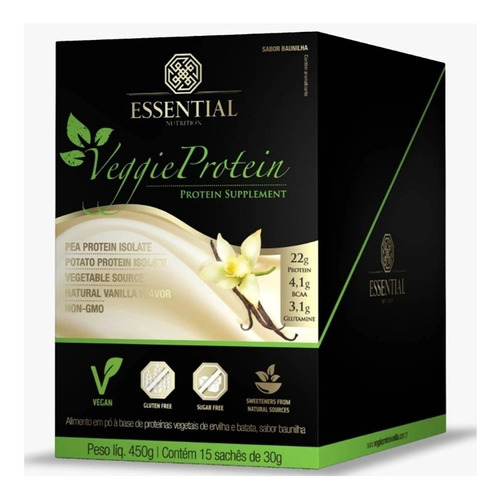 Vegan Protein Veggie 33g (462g) 14 Unidades - Essential Sabor Banilha