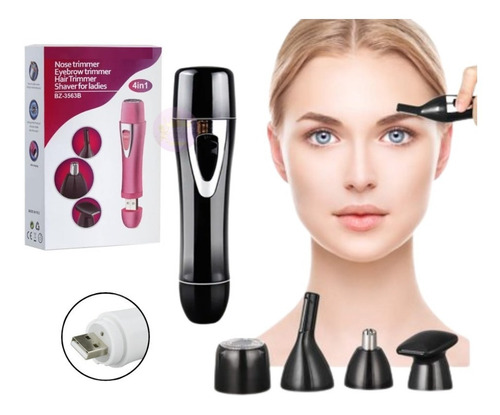 Depiladora 4 En 1 Recargable Usb Cejas Vello Cuerpo Nariz