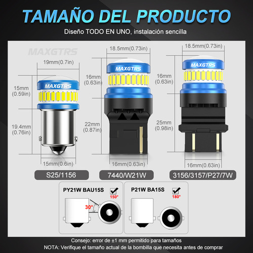 2 Luces Led T20 Para Lámpara De Freno De Marcha Atrás W21w 7