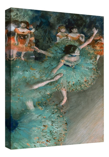 Cuadro Bailarina Basculando Verde Edgar Degas Canvas Color Madera Armazón Natural