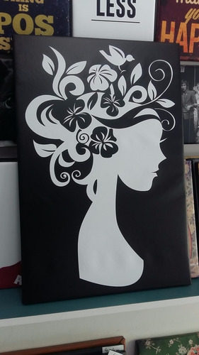 Vinilo Decorativo 20x30cm Silueta Mujer Flores Cabello