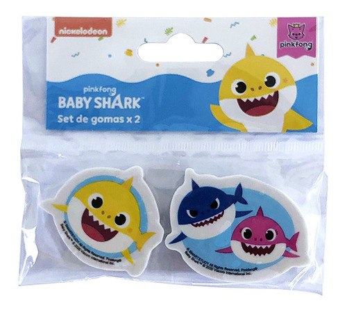 Set X2 Gomas De Borrar Forma Baby Shark