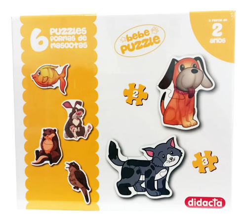 Juego Rompecabezas Con Formas Mascotas 6 Animales Didacta