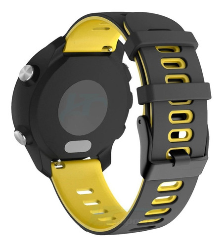 Pulseira Borracha Dual Compatível Com Galaxy Watch 3 41mm Cor Preto Com Amarelo