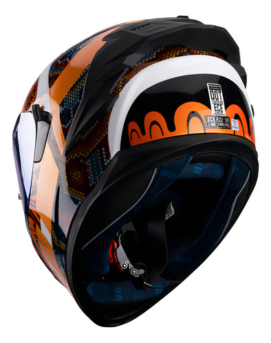 Capacete de motocicleta Hax Obsidian 2.0 Huichol Gold Dot + Ece 22.06 S