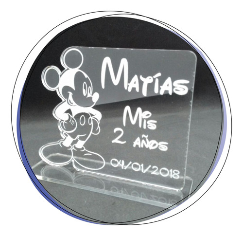 Souvenirs Mickey Infantil Grabad En Acrilico Cristal