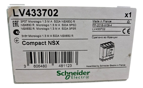 Disjuntor Nsx630r Mic 1.3m 3p 500a C63r31m500 - Schneider