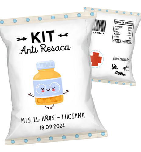 100 Bolsitas Kit Anti Resaca Chip Bag Fiesta Boda Cumpleaños