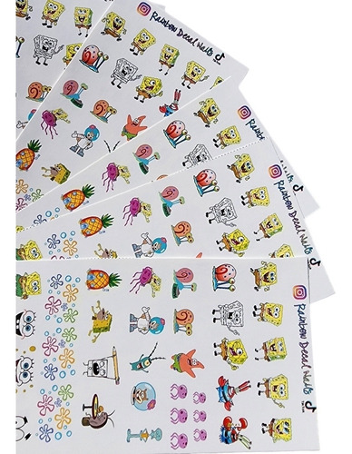 Sticker Nails Tatuajes Uñas Bob Esponja 6 Planillas