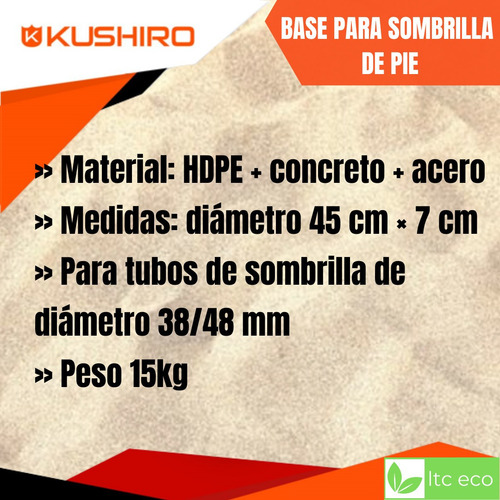 Base Para Sombrilla De Centro 15kg Contrapeso Jardin Kushiro