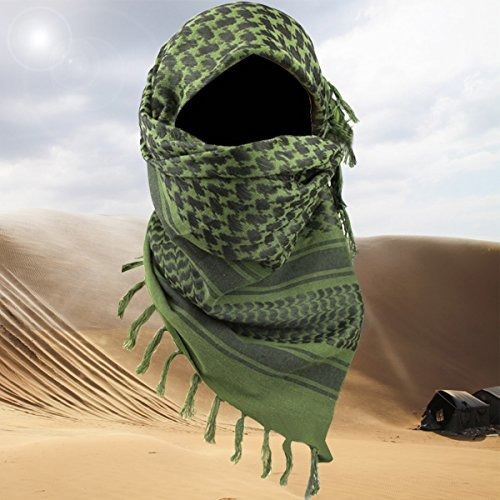 FREE SOLDIER Bufanda Militar 100% algodón Shemagh Tactical Desert Keffiyeh Bufanda de Cuello con Cabeza Bufanda árabe con Borla 43x43 Pulgadas 