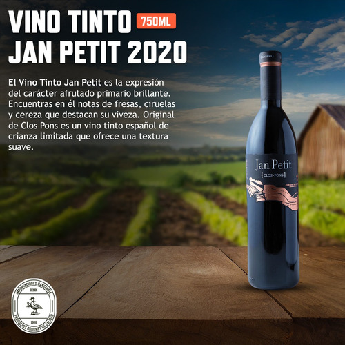Vino Tinto Español Jan Petit 750ml Clos Pons Pack X6