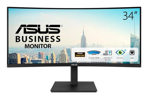 Monitor Asus Ultrawide 34 Qhd Va34vcpsn 100hz Usb-c Dp Color Negro