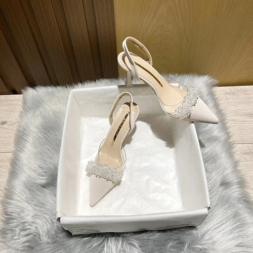 Sandalias De Tacón Bajo Con Punta Puntiaguda Para Mujer - Ve